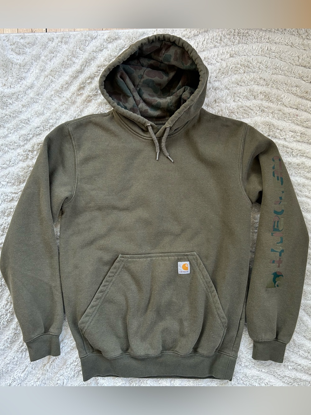 Carhartt Men’s Olive Green Hooded Sweatshirt